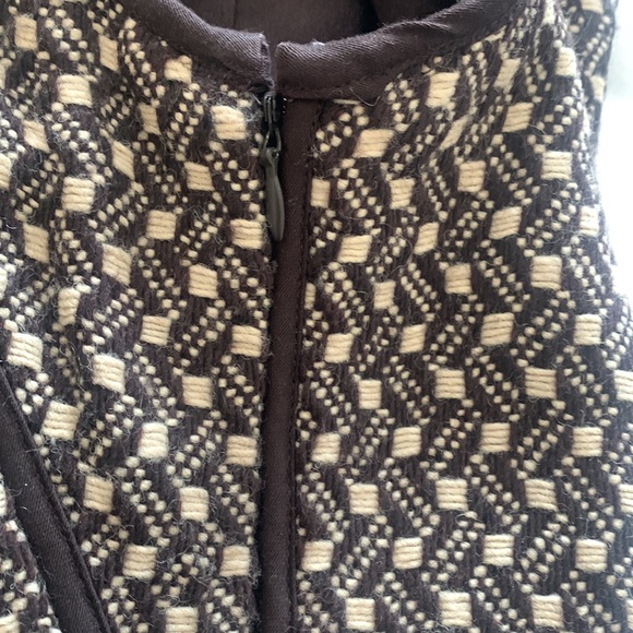 Sandra Angelozzi Brown/Cream Wool Blend A Line Dress - Picture 8 of 9